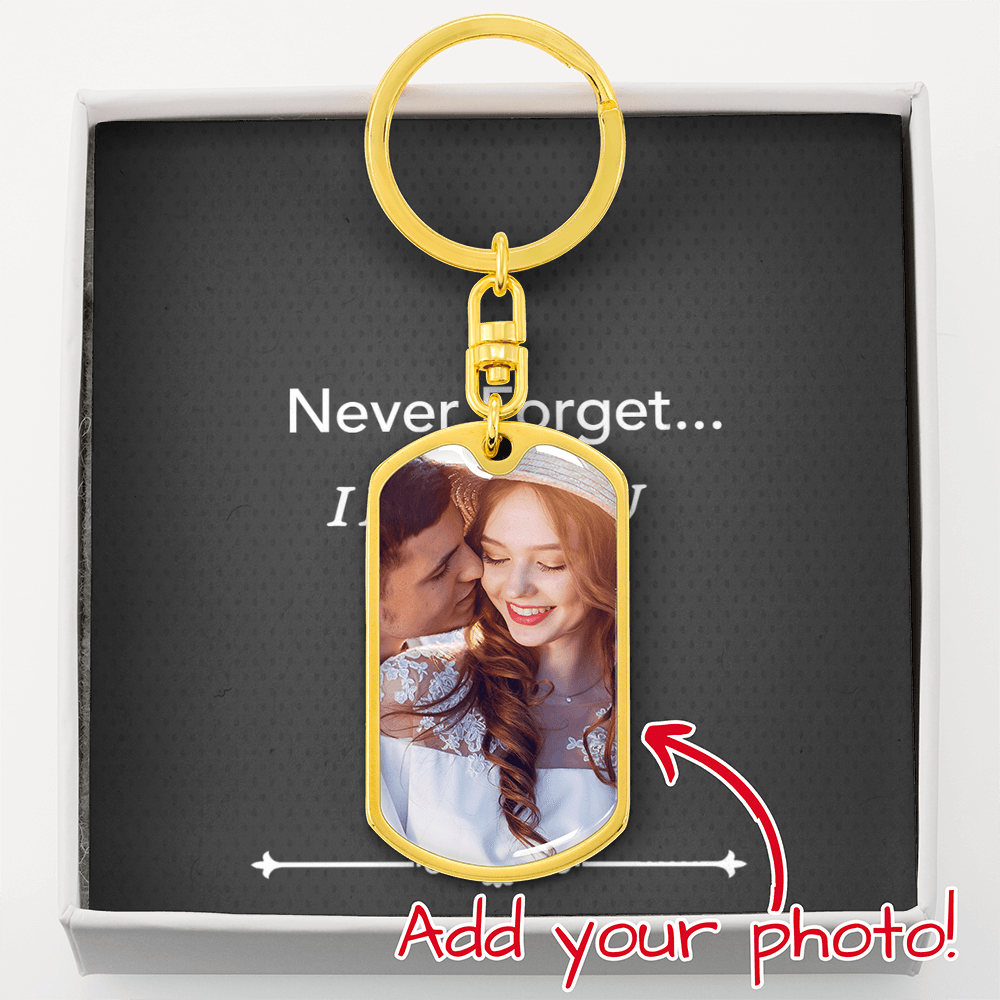 Custom Engraving and Picture Never Forget I Love You Keychain