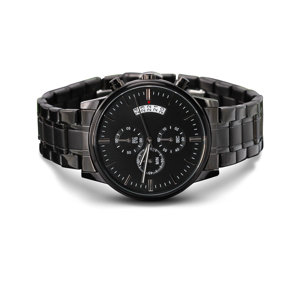 Create Your Own! Custom Message Black Chronograph Watch