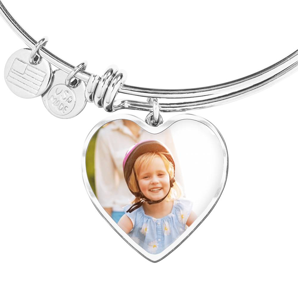 Custom Engraving and Picture Upload Luxury Heart Bangle