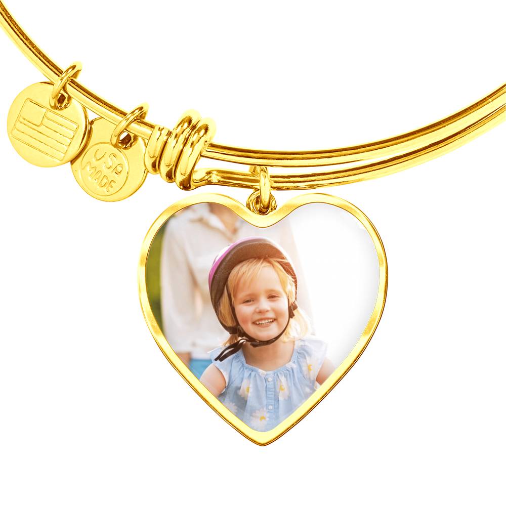 Custom Engraving and Picture Upload Luxury Heart Bangle
