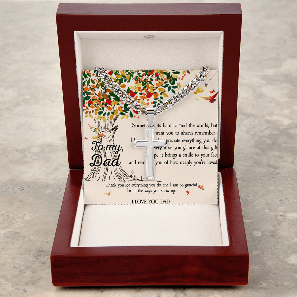 Thank You For Everything Cuban Chain Artisan Cross Necklace