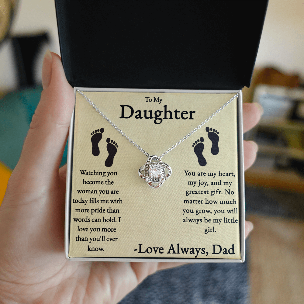 You Will Always Be My Little Girl Love Knot Necklace