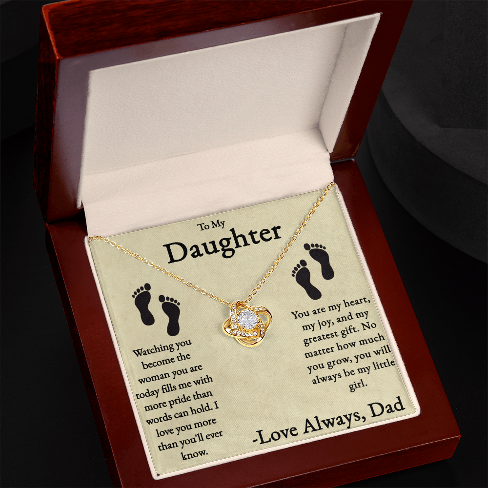 You Will Always Be My Little Girl Love Knot Necklace