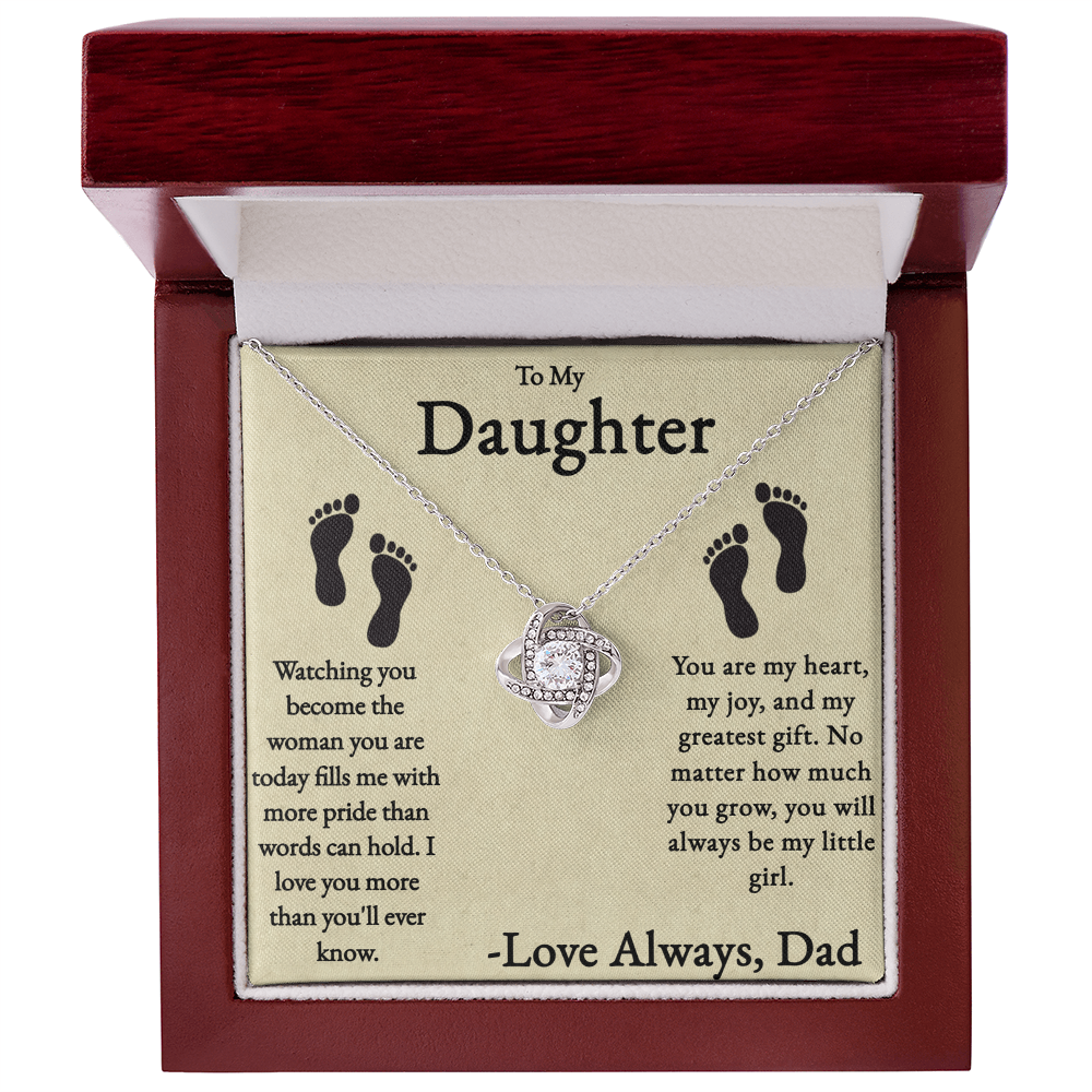 You Will Always Be My Little Girl Love Knot Necklace