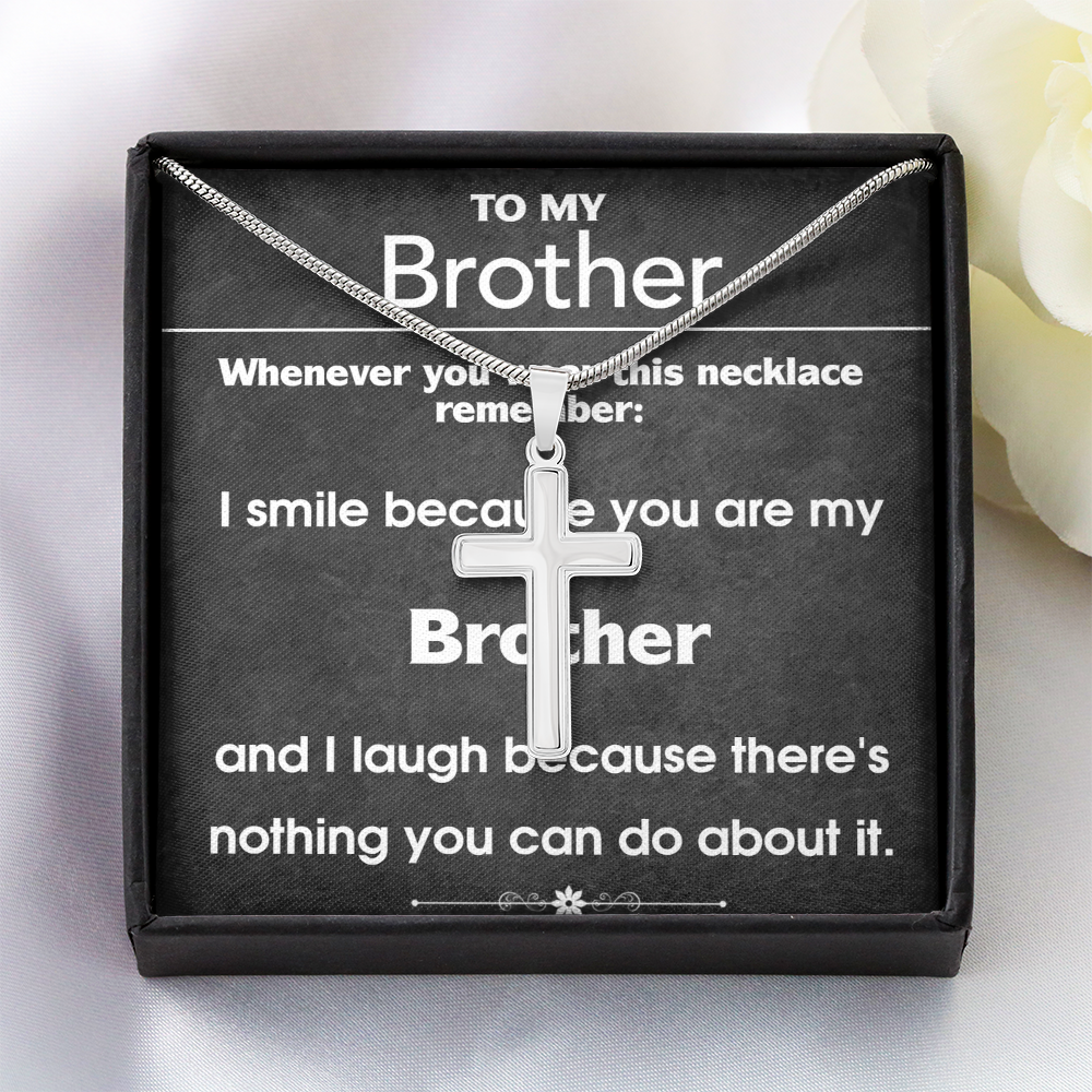 I Smile Because You Are My Brother Cross Necklace