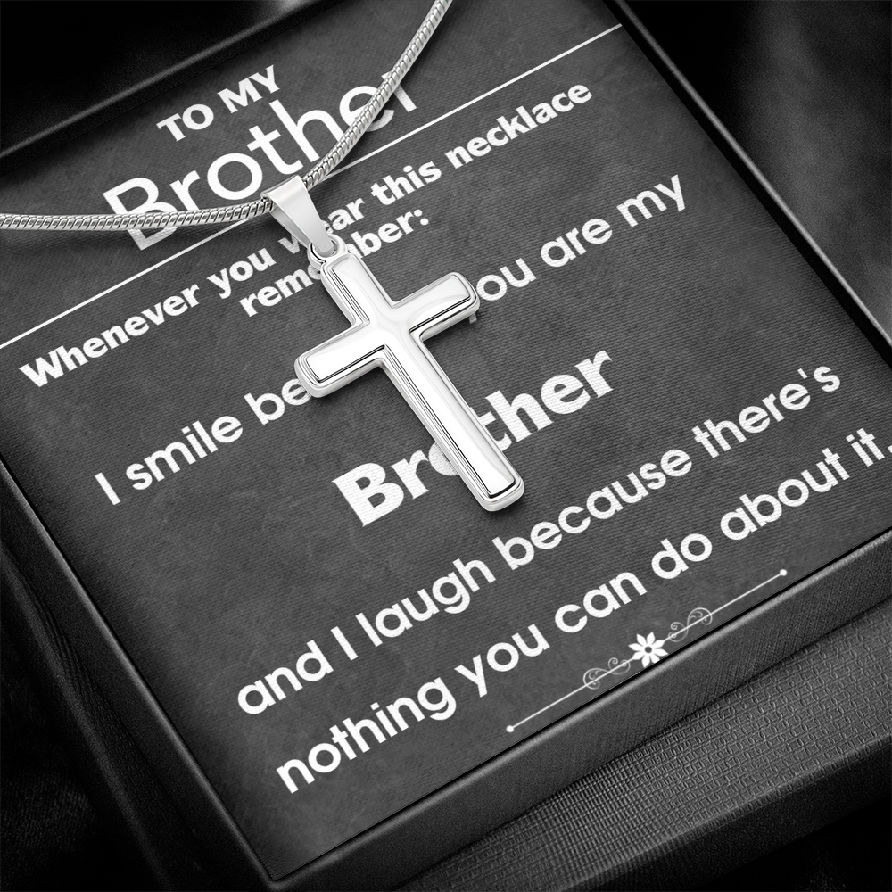 I Smile Because You Are My Brother Cross Necklace