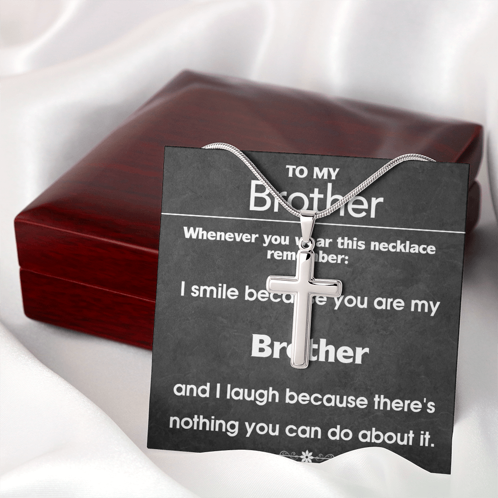 I Smile Because You Are My Brother Cross Necklace