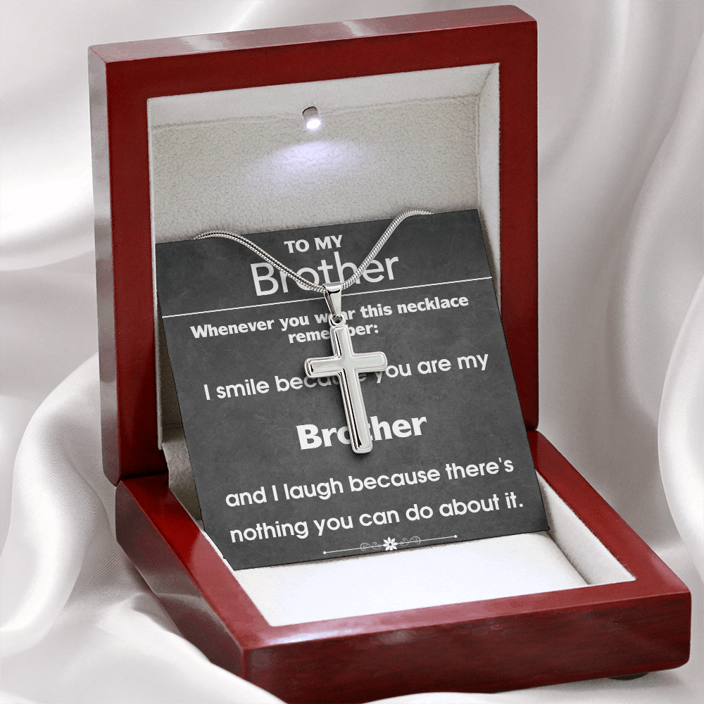 I Smile Because You Are My Brother Cross Necklace