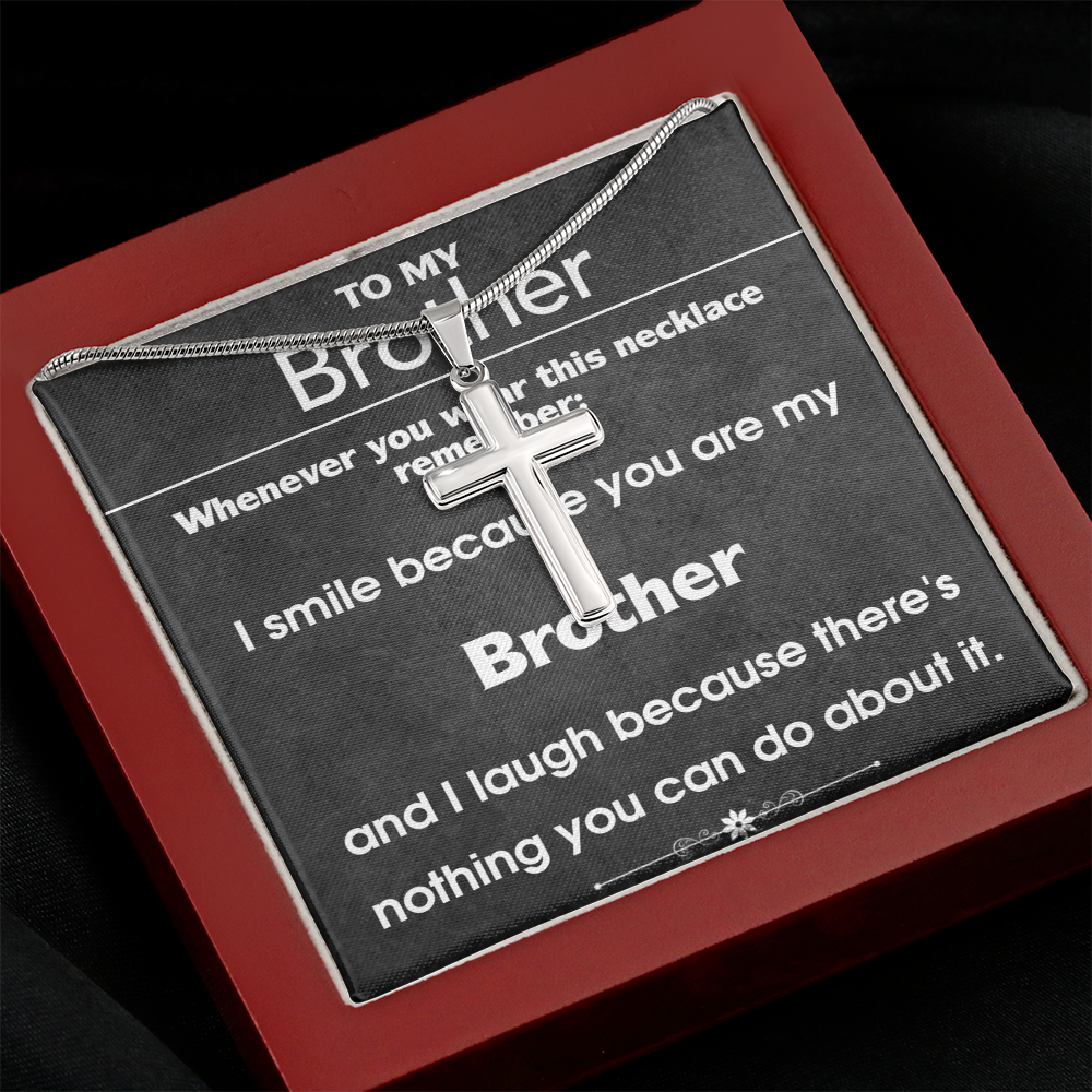 I Smile Because You Are My Brother Cross Necklace