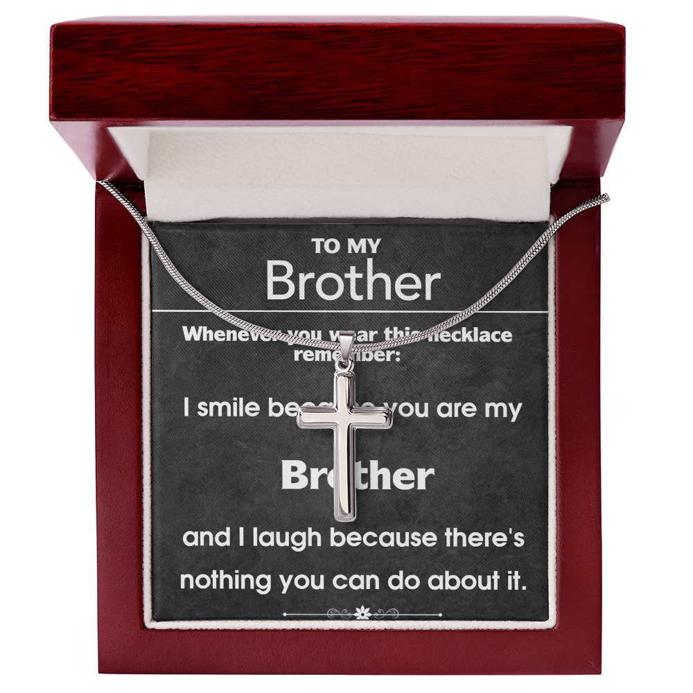 I Smile Because You Are My Brother Cross Necklace
