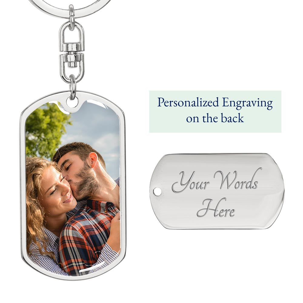 Custom Engraving and Picture Never Forget I Love You Keychain