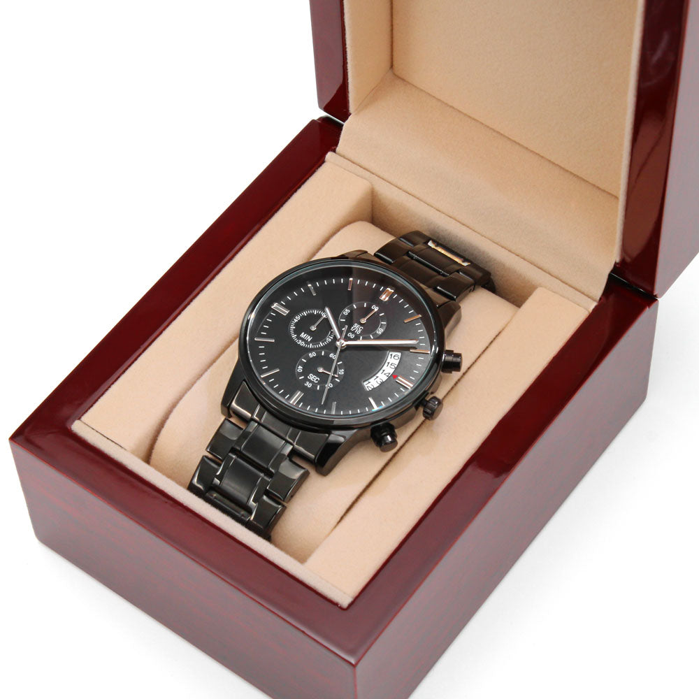 Create Your Own! Custom Message Black Chronograph Watch