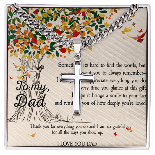 Thank You For Everything Cuban Chain Artisan Cross Necklace