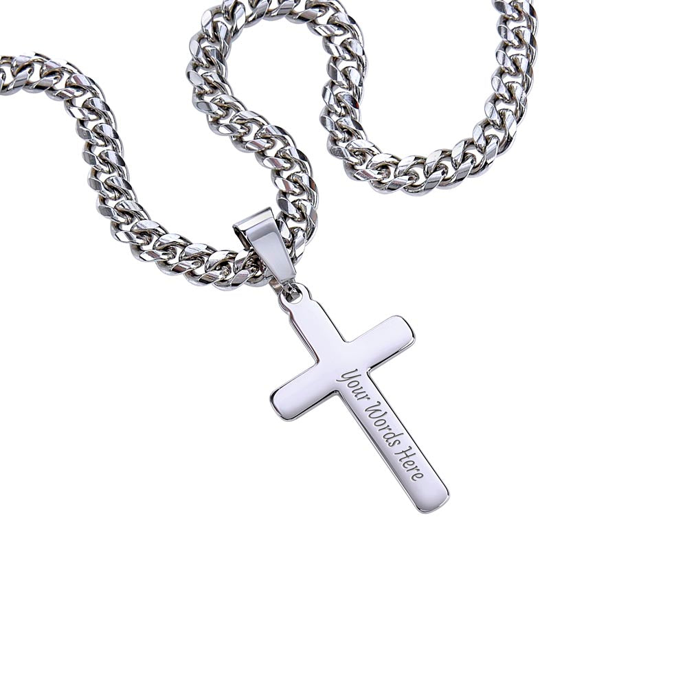 Thank You For Everything Cuban Chain Artisan Cross Necklace