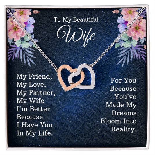 My Friend, My Love, My Partner Interlocking Hearts Necklace